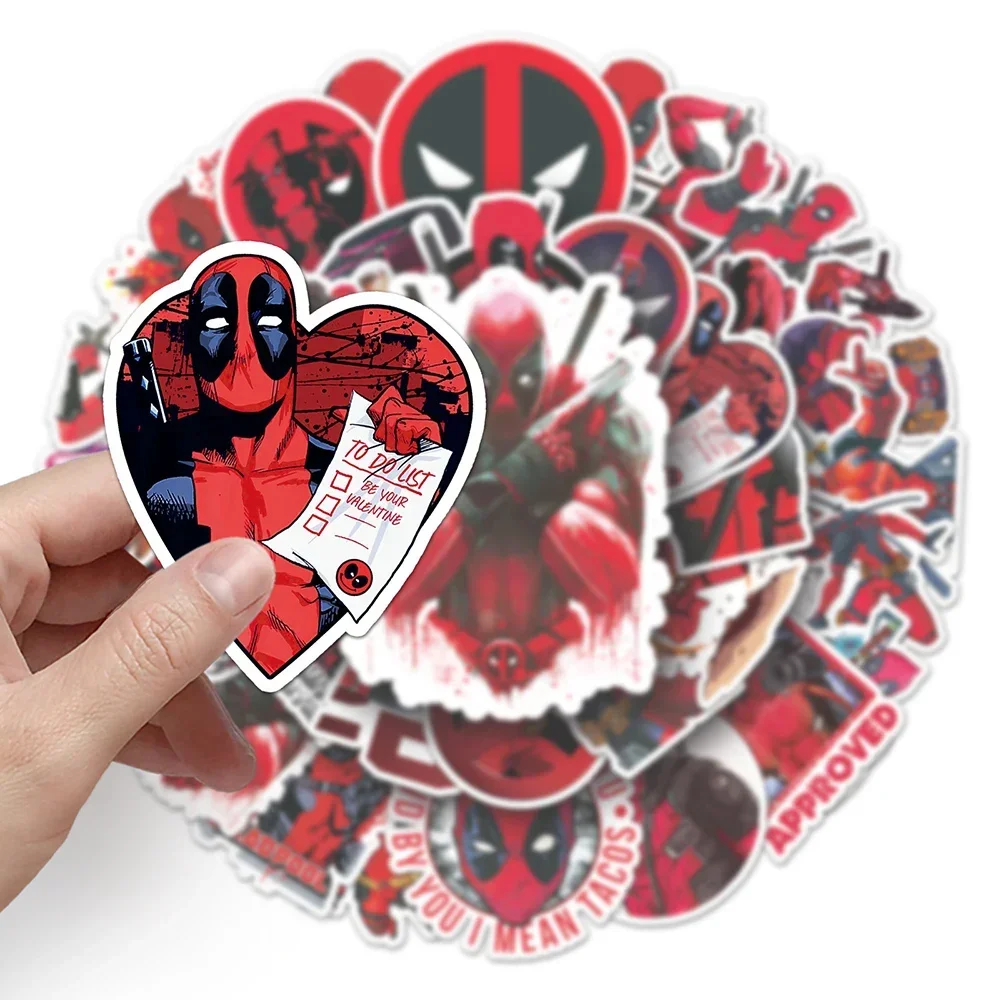 50pcs The Avengers Deadpool Cartoon Stickers Cool Super Hero Anime Decals DIY Phone Laptop Skateboard Sticker Decor Toys 4