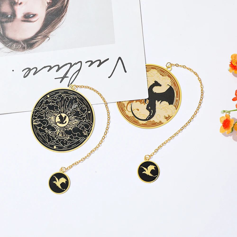 Empyrean Bookmark Sky Dragon Metal Bookmarks Gold Edge Designs For Book Lovers Fans Women Reading Accessories School Supplies