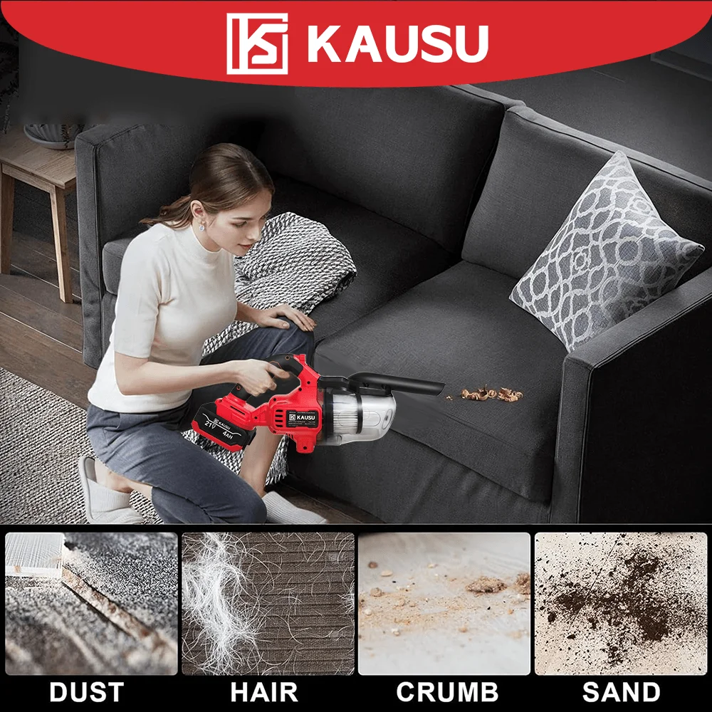 KAUSU Cordless Handheld Vacuum Cleaner Portable Household Floor Industrial Construction Car Hair Clean Tools Makita 18V Battery