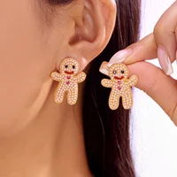 Fashion Christmas Rhinestone Gingerbread Man Earrings for Women Exquisite Imitation Pearl Christmas Tree Bells Party Jewelry - Image 2