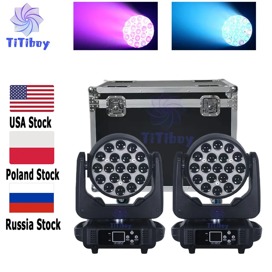 

0 Tax 2Pcs 19x15W 4in1 Beam Wash Light With Flight Case 19x15W RGBW Zoom Moving Head Lighting for Disco KTV Party Free Shipping