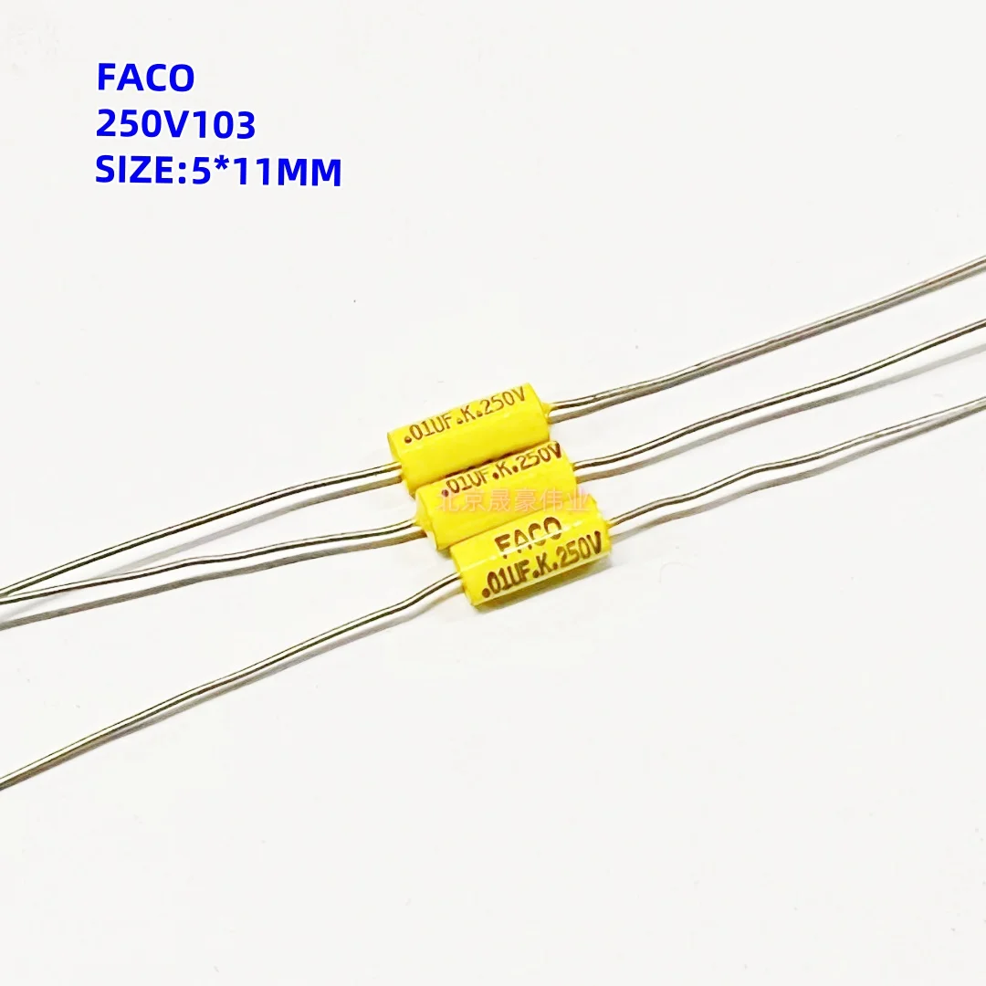 10pcs 250V102 103 104 axial non inductive film capacitor 250V0.01UF/0.1UF axial audio capacitor