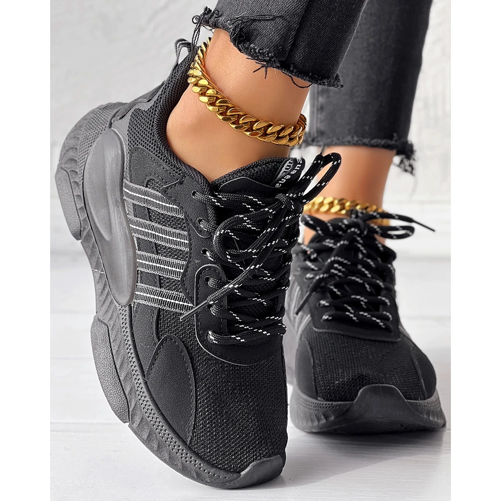 Fashion Women Breathable Mesh Lace-up Sneakers Daily Casual Round Toe Platform Sports Shoes Spring Going Out Running Shoes