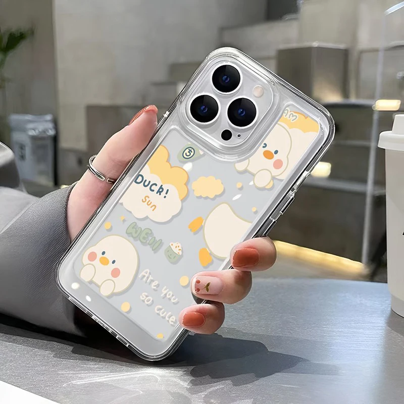Soft Clear Phone Case with Cartoon Duck Design