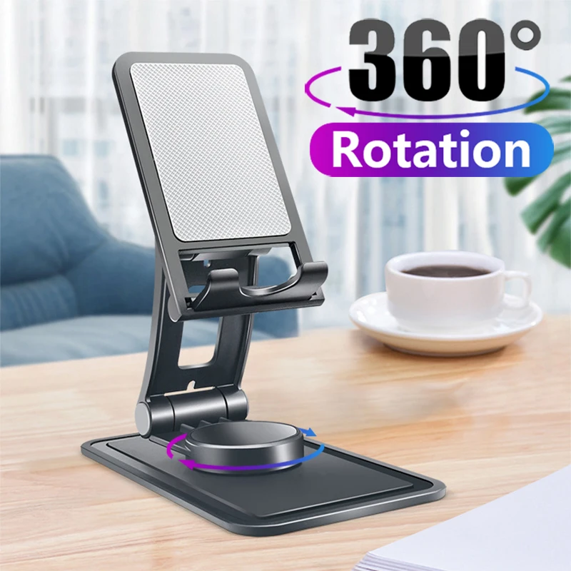 360 Degree Smartphone Mount Stand Rotating Desktop Phone Holder For Iphone Samsung Foldable Rotation Cellphone Protable Bracket