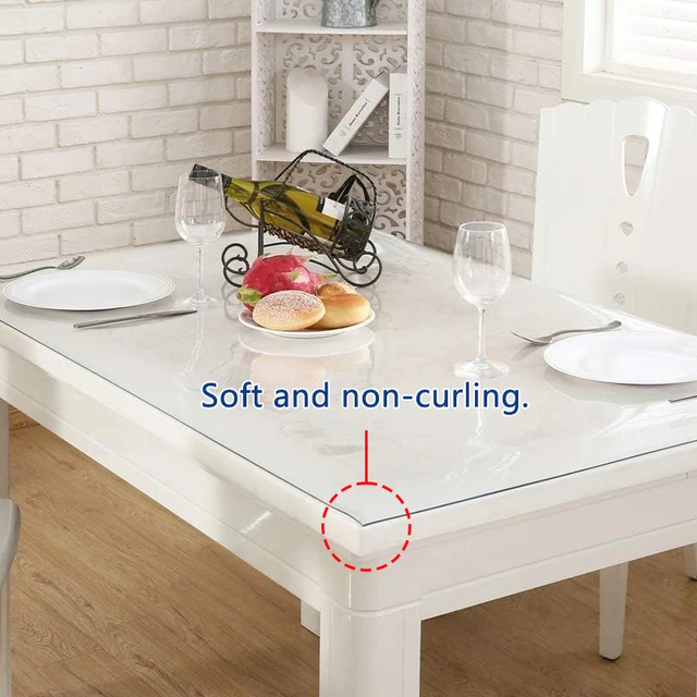 Nappe transparente en PVC, 1 pièce, tapis antidérapant, anti-taches, imperméable, résistant à l'huile, pour salle à manger, bureau, Tables basses 3