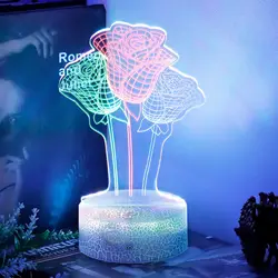 Lampe LED avec capteur 3D de la saint valentin, avec télécommande tactile, charge USB, idéal pour la chambre à coucher, cadeau d'amour 