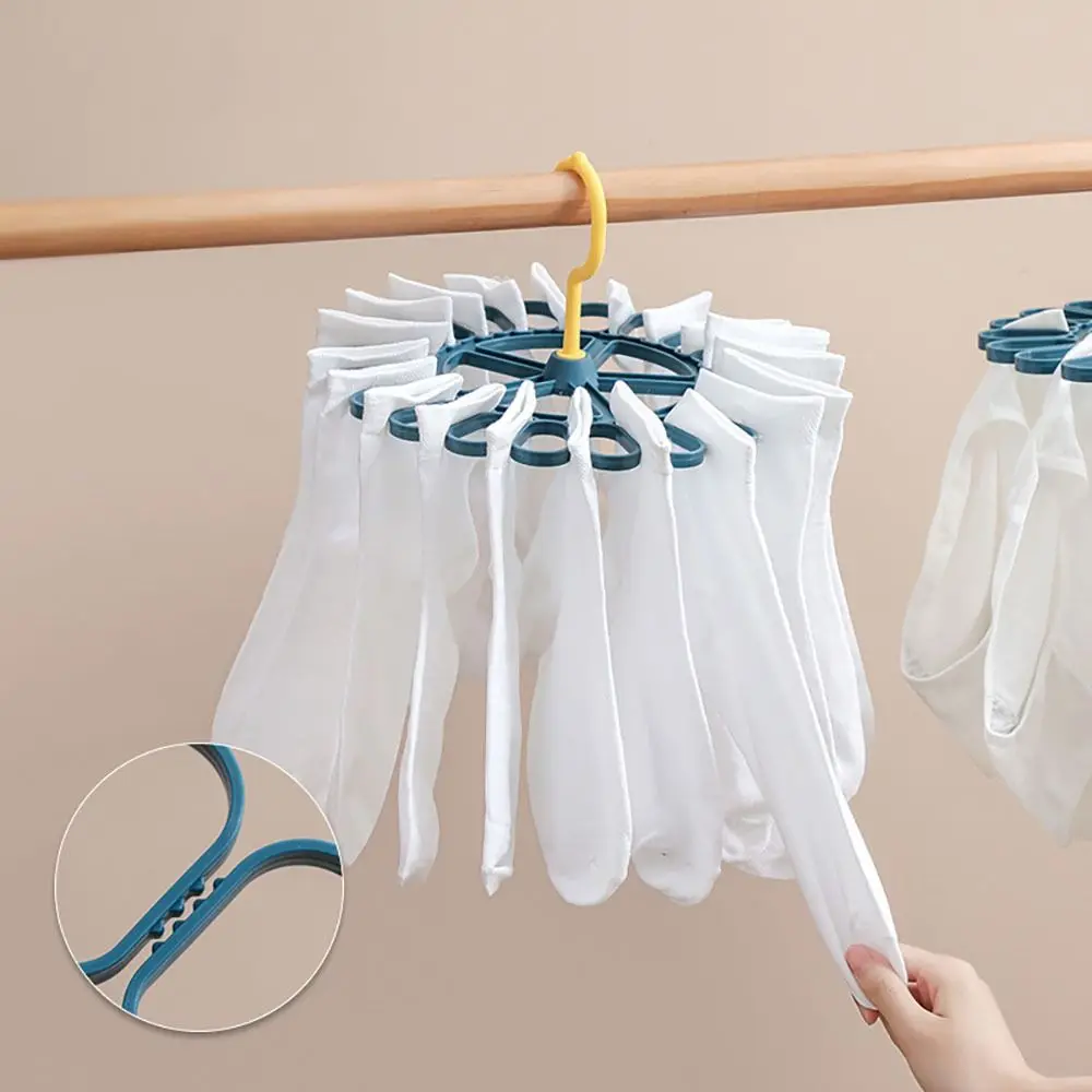 Round Drying Rack Large Capacity 20 Clips Multifunction Hanger Shelf for Bedroom Closet Socks Bra Storage Space Saving Organizer 3