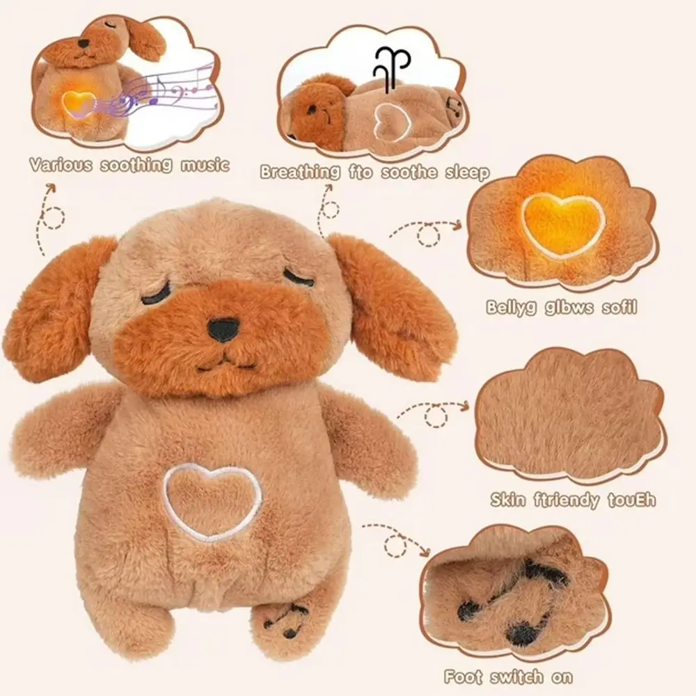 with Breathing Movement Soothing Sleeping Toy Baby Rattle and Teething Toy with Music Musical Stuffed Baby Doll