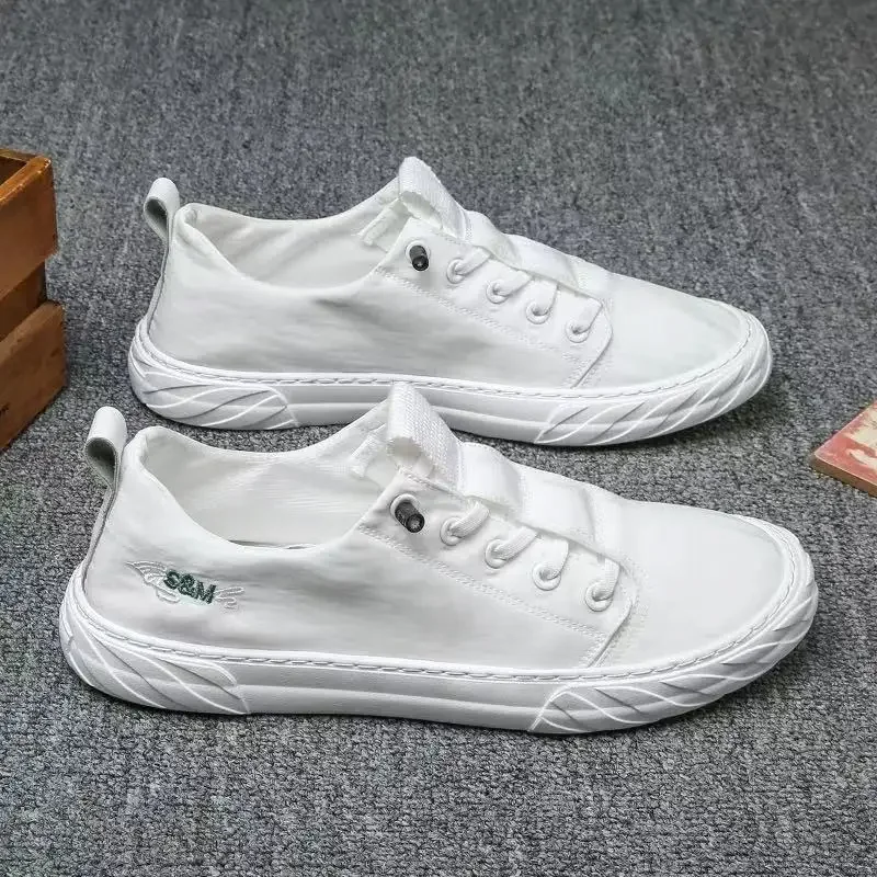 

Мужские тканевые туфли Old Beijing, дышащие, шелковая ткань, без застежки, Повседневная белая парусиновая обувь для защиты рабочей силы, на лето