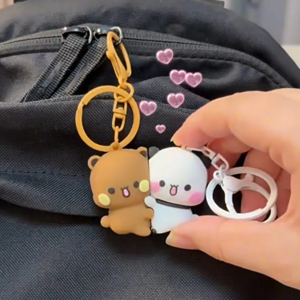 Stilvoller Cartoon Bubu und Yier Magnetischer Umarmungs-Schlüsselanhänger Niedliche Magnetische Spielfiguren Paar-Accessoires Themen-Geschenke für Mädchen