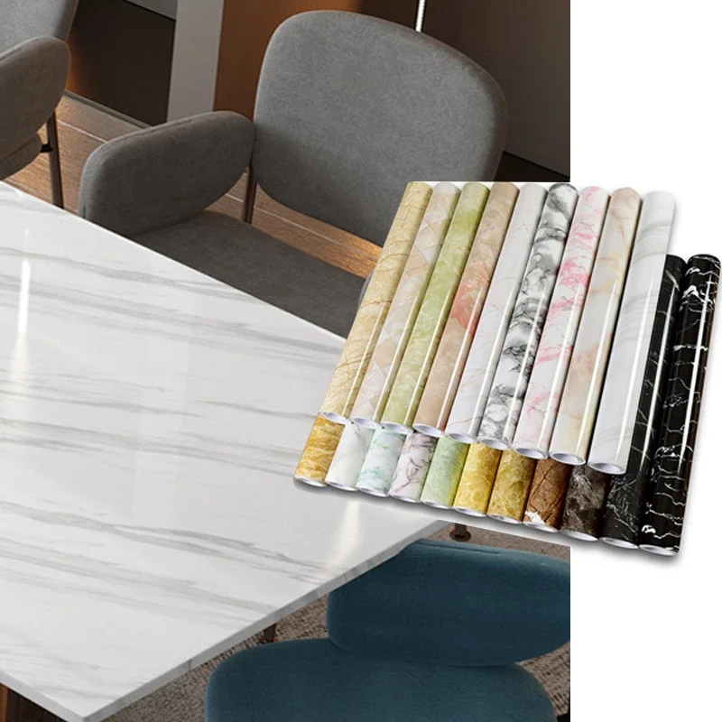 Carta Da Parati In Marmo Impermeabile E Resistente All'Olio In Pvc Adesivi Murali In Vinile Autoadesivo Armadio Da Cucina Piano Cottura Pellicola Deco