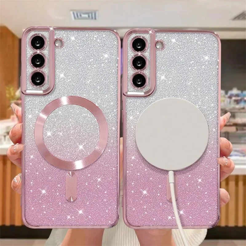 Glitter Magnetic Plating Wireless MagSafe Bright Phone Case