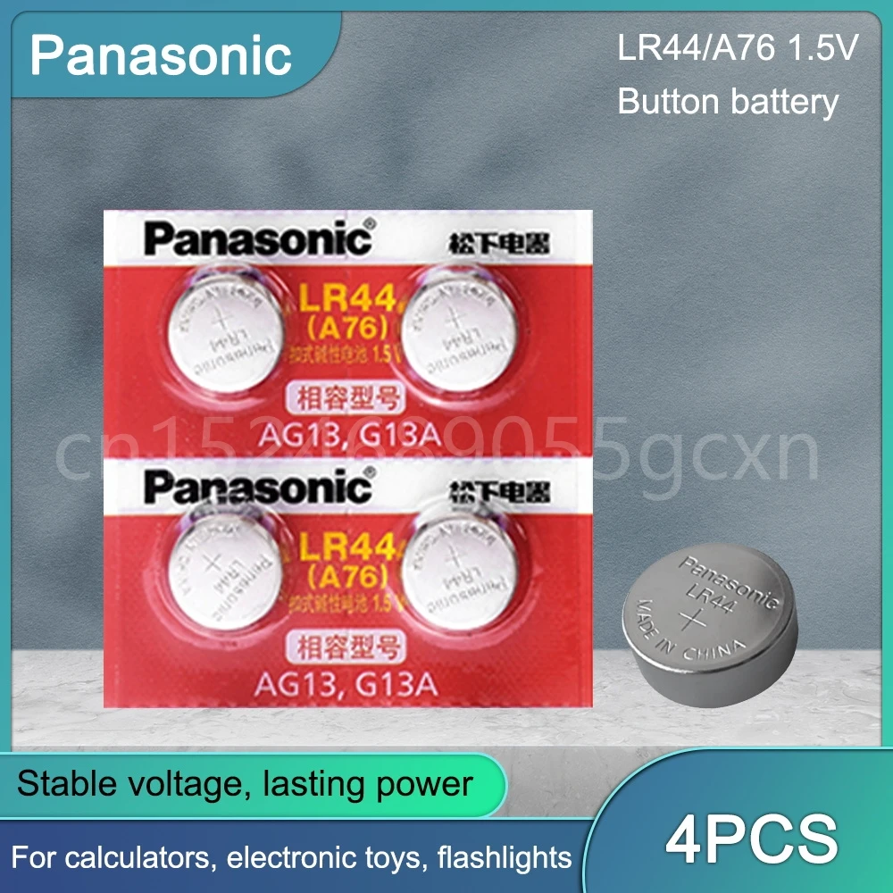 4PCS-100-Panasonic-LR44-A76-LR-44-AG13-LR1154-SR1154-SR44-SR44SW-SR44W ...