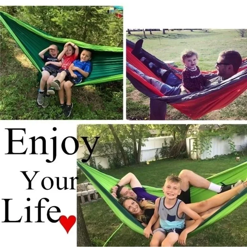 Outdoor Single Person Camping Hammock With Nylon Color Matching Hammock High Strength Parachute Fabric Portable Hanging Bed Best Sellers In Furniture