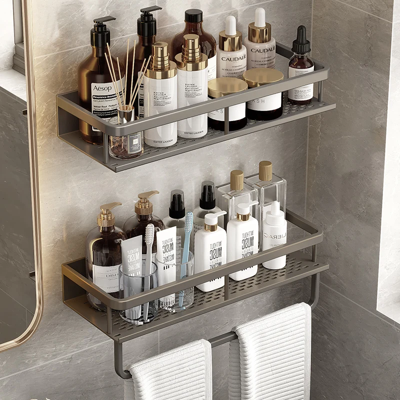 Bathroom Storage Shelf Bathroom Accessories Shelf Organizer Shower Storage Rack Wall Mounted Aluminum Toilet Shampoo Holder 30-50CM