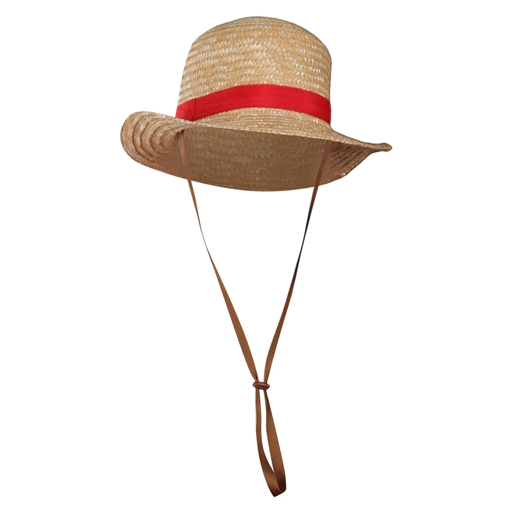Luffy Cosplay Fantasy Straw Hat Costume Props Live Action TV Cosplay Piece Disguise Cap Outfits Adult Halloween Accessories