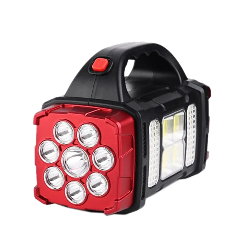 

USB Rechargeable Flashlight Solar LED Light With COB 4 Gear Charge Mobile Phone Camping Lamp ,1678 Rose Red
