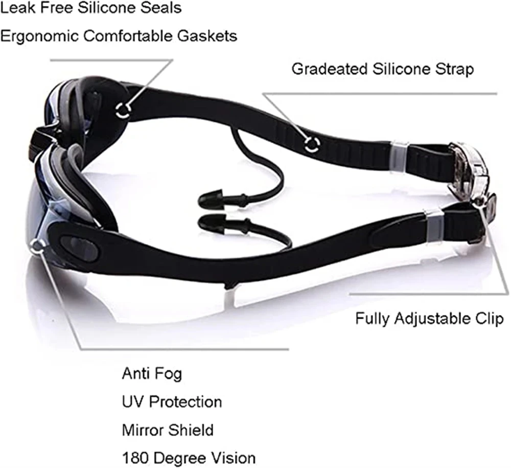 Adults Waterproof Adjustable Band Diving Silicone UV Protection Portable Anti-fog Practical Water Sports Swimming Goggle 3