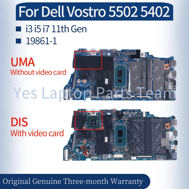 For Dell Vostro 5502 5402 Laptop Mainboard 19861-1 0WNVYK 0MTYV1