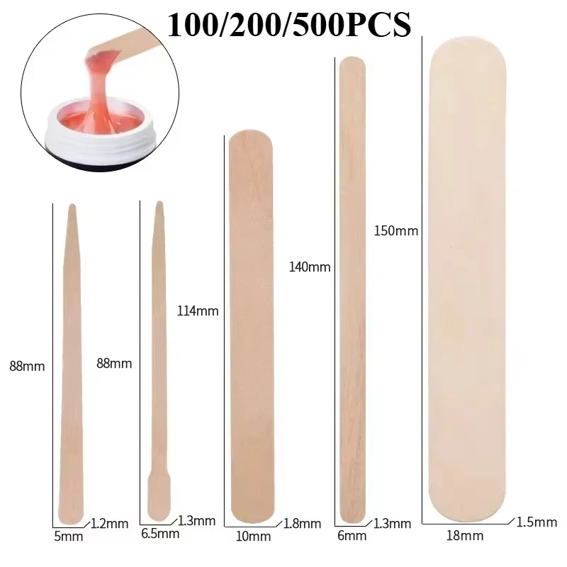 100/200/500pcs Disposable Wooden Waxing Stick Wax Bean Wiping Wax Tool Hair Removal Beauty Tool depilatory wax strips,hair removal wax,hair removal wax paper,wood hair removal spatula