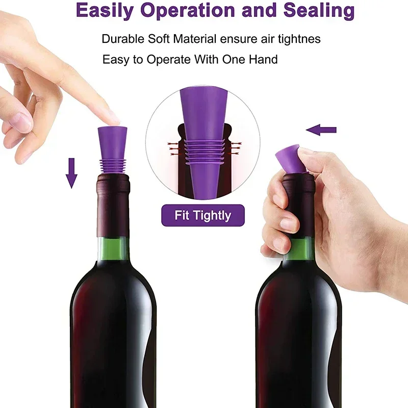 Leak-Proof Silicone Wine Bottle Stopper Set & Whisky Accessories Beer Champagne Cap Closer Cork Plugs Lids
