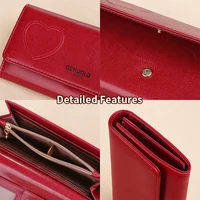 RFID anti-theft brush and demagnetization long handbag, large capacity integrated card bag, multi-functional wallet, leather cow - Image 5