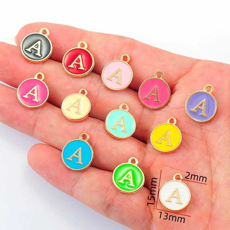 YuenZ A-Z KC Gold farbe brief DIY zubehör emaille alphabet charms legierung kleine metall anhänger für armband 15*13mm W85