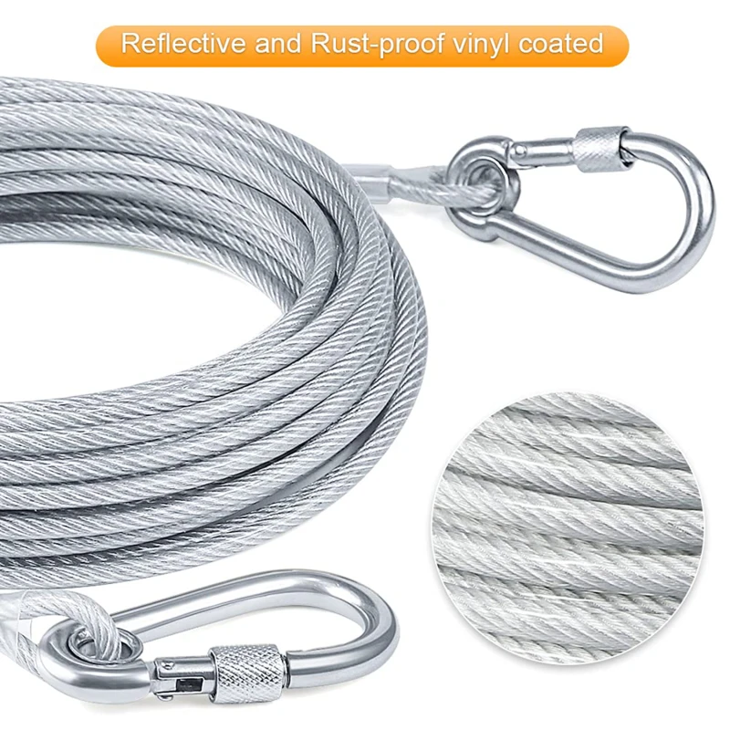 Anti-rust Double-headed Dog Tie Out Cable Leash 3
