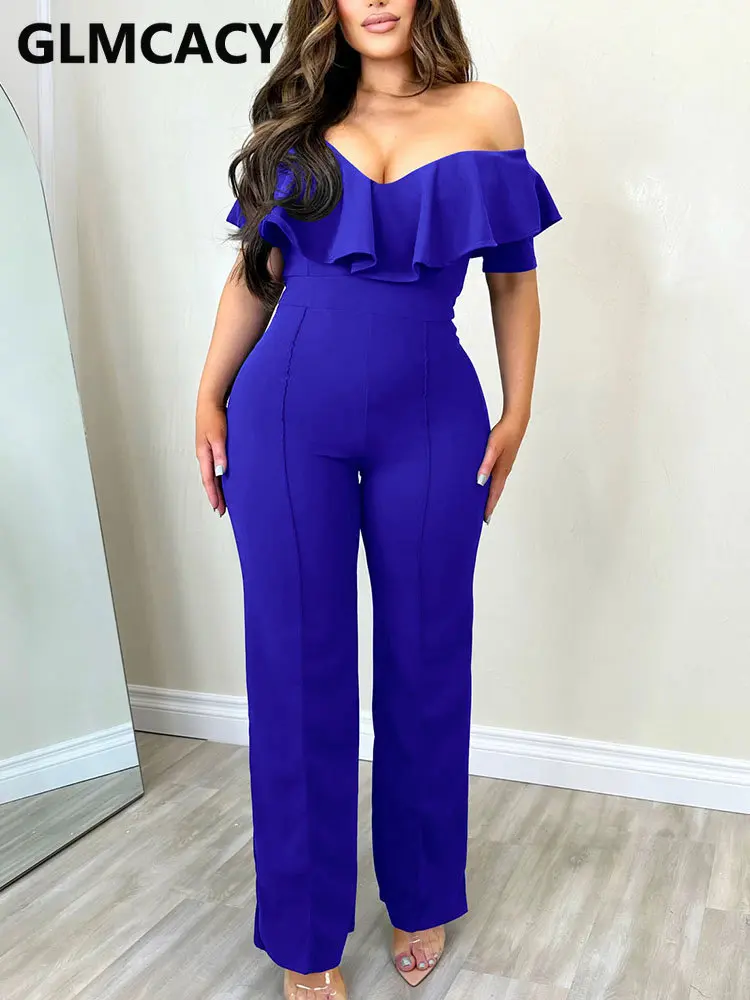 

Women Short Sleeve Off Shoulder Regular Jumpsuit