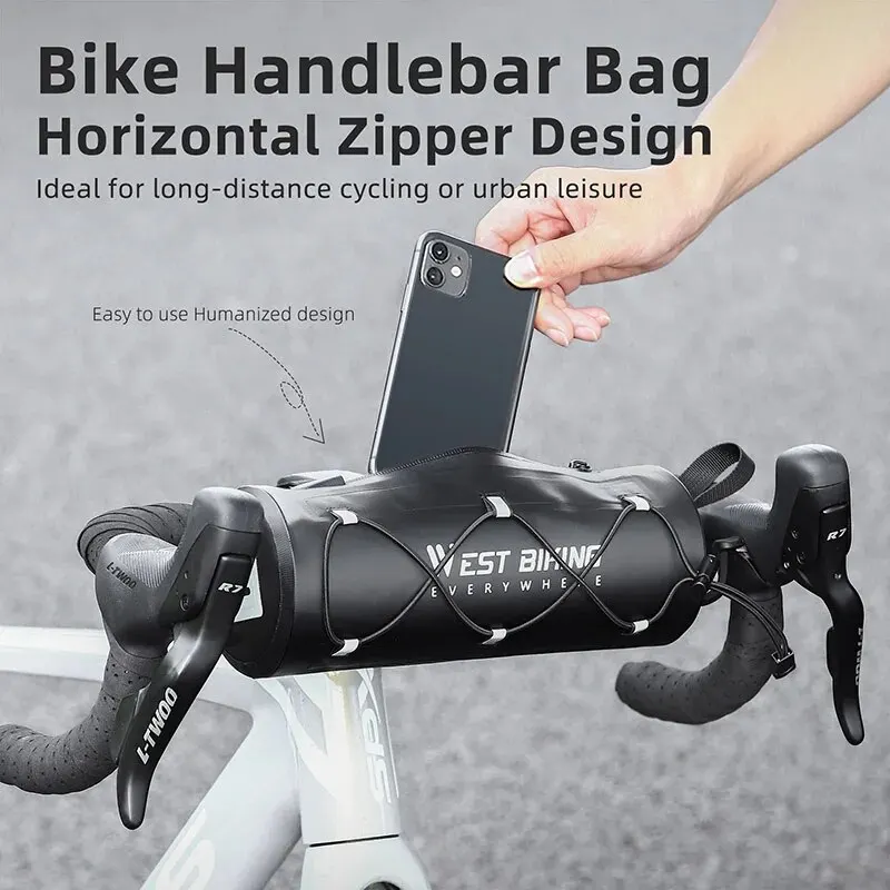 WEST BIKING Bicycle Handlebar Bag 2L Multifunctional Waterproof Bike Front Bag Cycling Handbag Shoulder Bag Bike Accessories