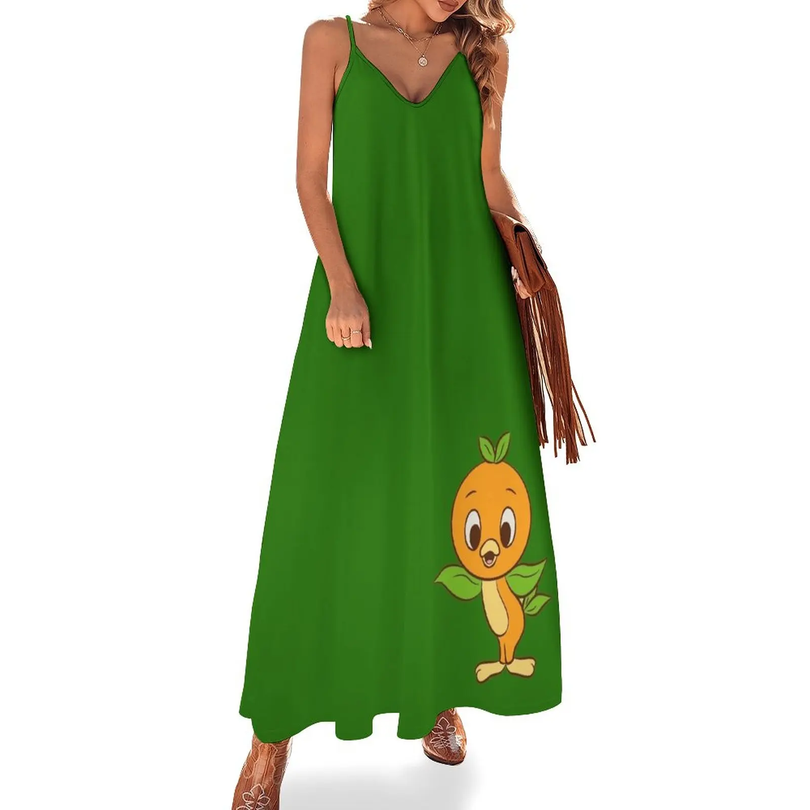 

Sweet Orange Bird Sleeveless Dress woman dress beach outfits for women
