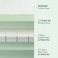 8 Inch Green Tea Luxe Memory Foam Mattress, Queen, Pressure Relieving, Mattress in A Box,, Customized 6