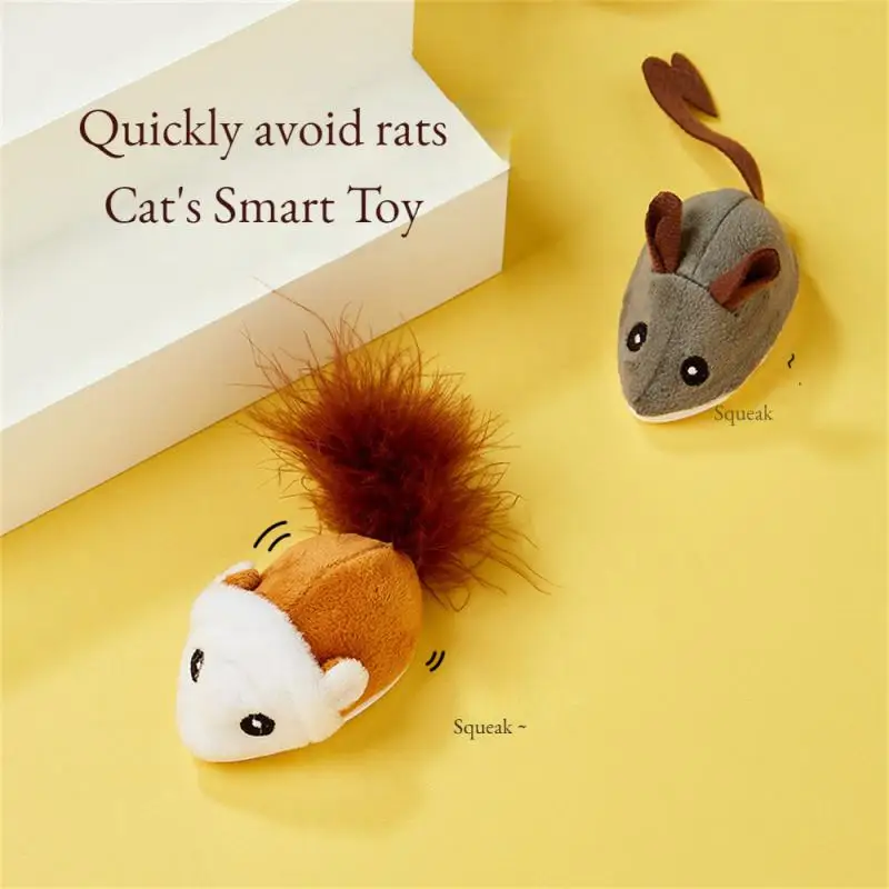 

Smart Running Mouse Cat Toy Interactive Random Moving Electric Cat Teaser Toys Simulation Mice Kitten Self-Playing Plush Toys