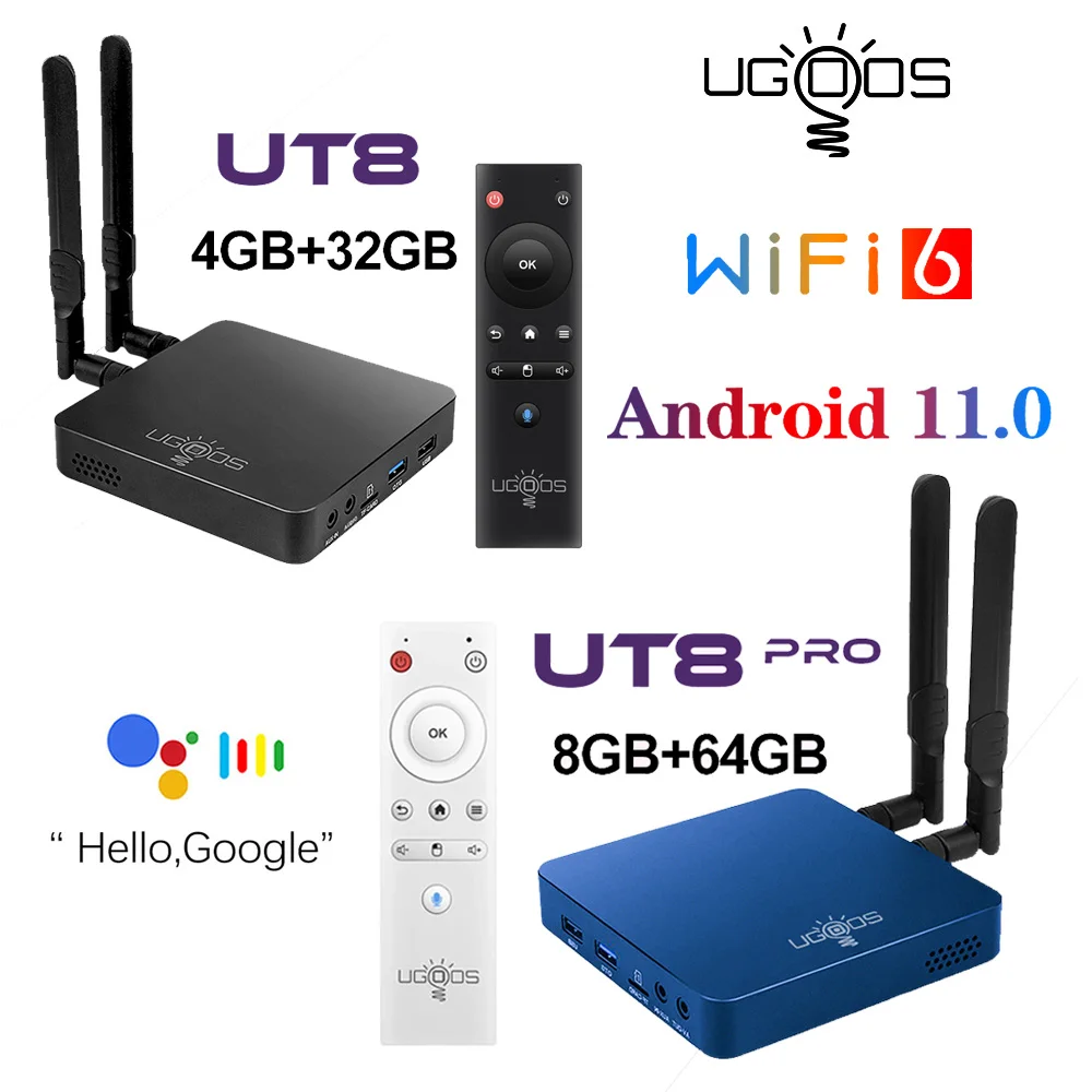 ТВ-приставка UGOOS UT8/UT8 PRO на Android 11 8 + 64 ГБ 1000 Мбит/с 4K | Электроника