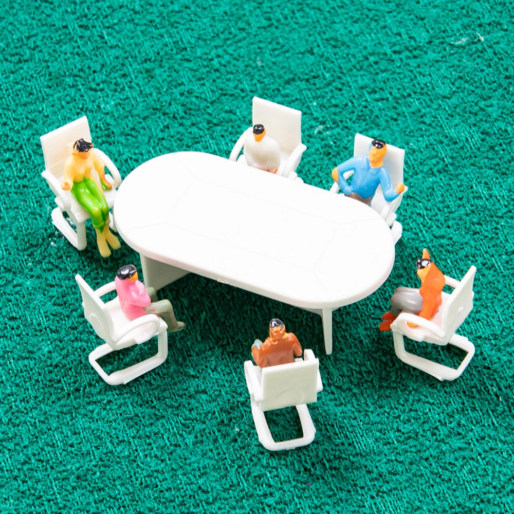 

Scale 1:50 1:75 Miniature Dining-Table Chair Set Model Indoor Office Scene Layout Materials Diorama Kits 1set