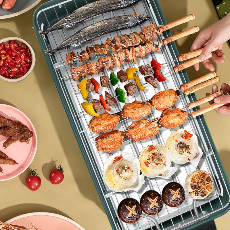Electric BBQ Grill Smokeless Barbecue Machine Home Indoor Roast Meat Dish Plate Multi Cookers