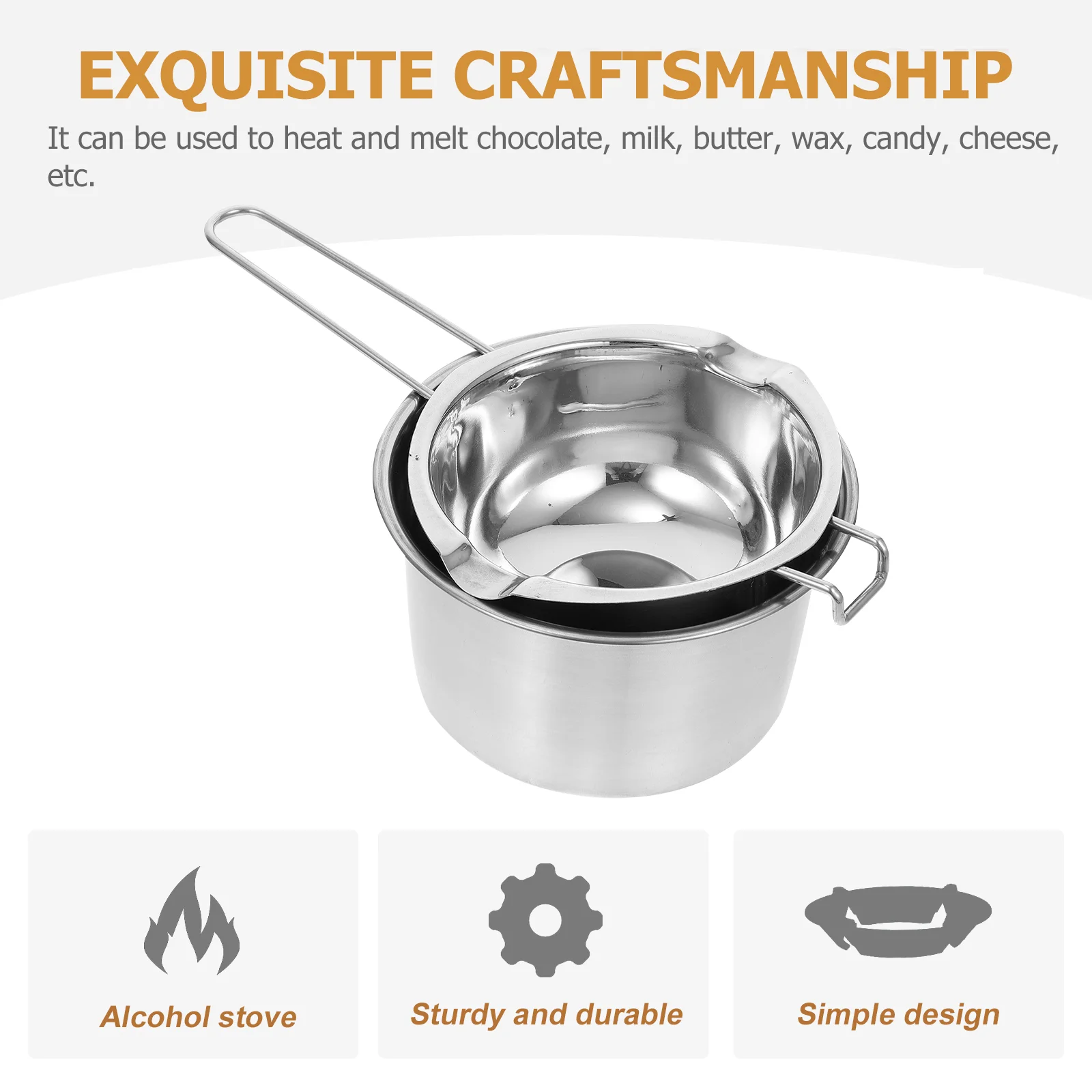 Stainless Steel Chocolate Melting Pot Double Boiler Pot for Butter Chocolate Candy Butter Cheese Making 400ml