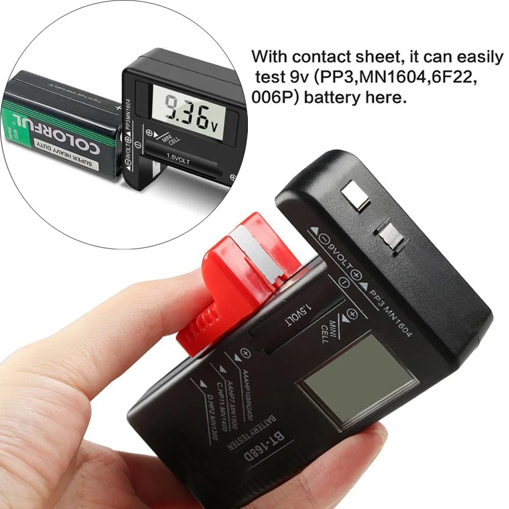 Battery Tester Lithium Battery Tester Electronic Load Tester Digital Lithium Battery Capacity Tester BT-168 Checkered load analyzer Display Check AAA AA Button Cell Universal Test