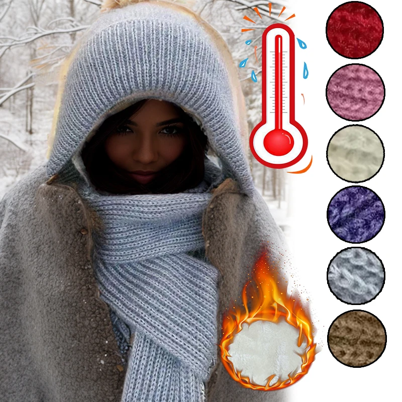 The new padded and thickened scarf all-in-one wind and snow cap fall and winter squirrel velvet wool cap warm net red cap