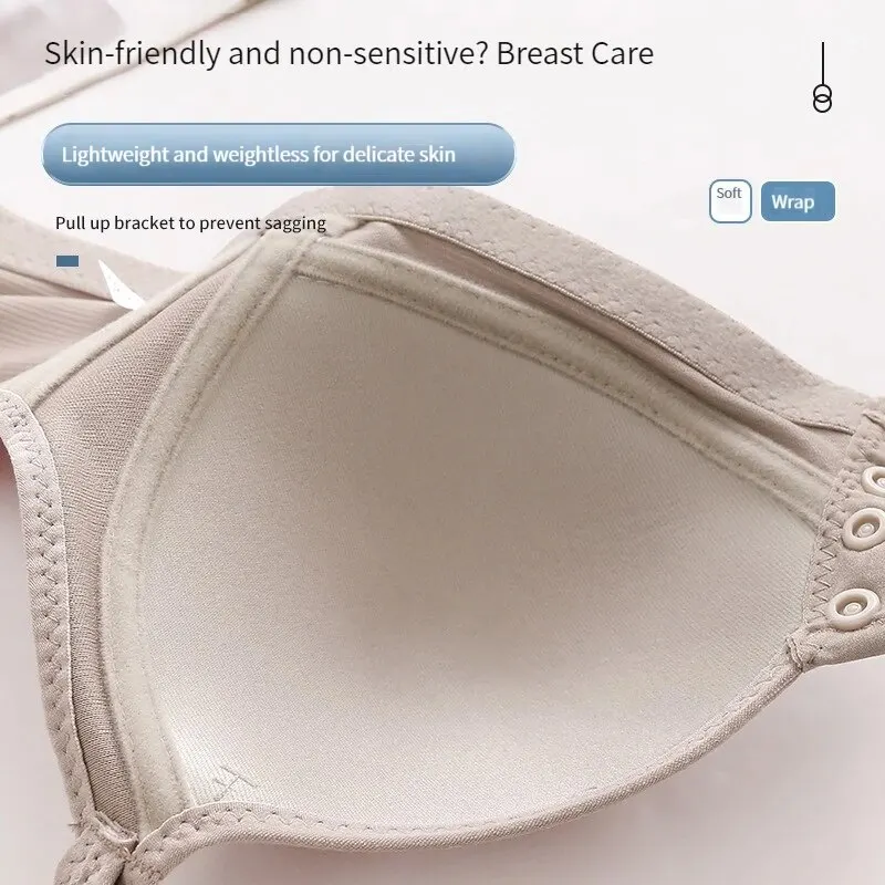 Womens Bra Front Buckle Sexy Push up Adjustable Thin Cup Breathable Comfortable Middle-aged Mom Ladies Underwear