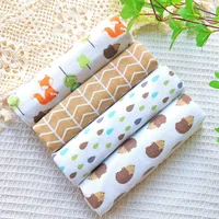4pcs/pack 100% Cotton Flannel Diapers Supersoft Receiving Baby Blanket Newborn Wrap Cartoon Baby Bedsheet Print Blanket Swaddle 1