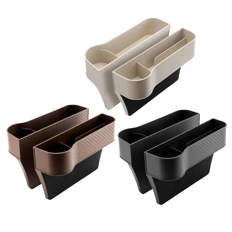 2pcs Car Seat Crevice Filler Storage Box With Cup Holder Auto Left Right Side Pocket Car Seat Crevice Slit Storage Holder