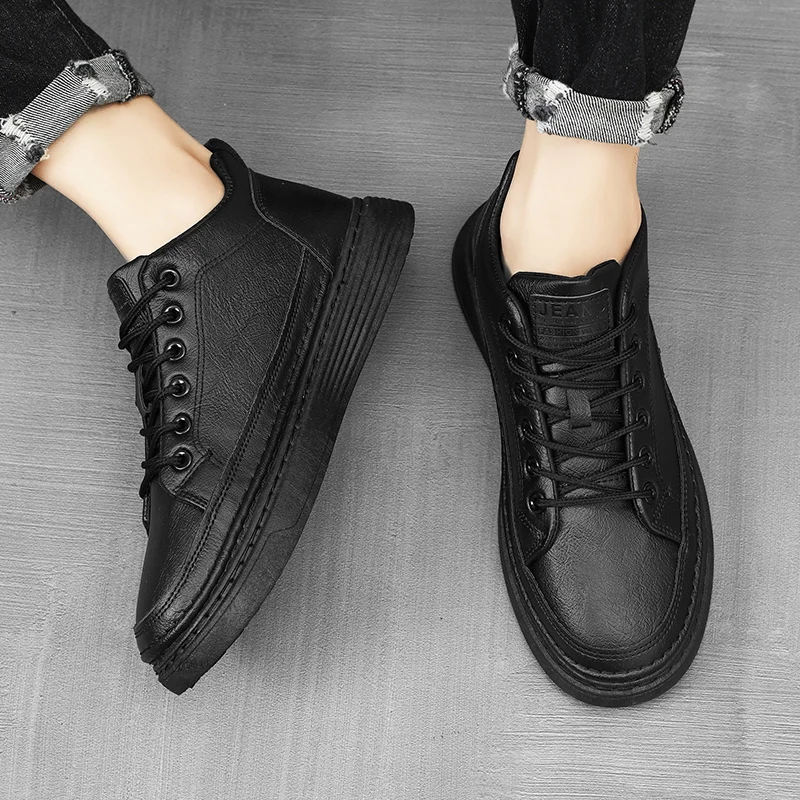 Baskets décontractées en cuir pour homme chaussures confort_voghion.com
