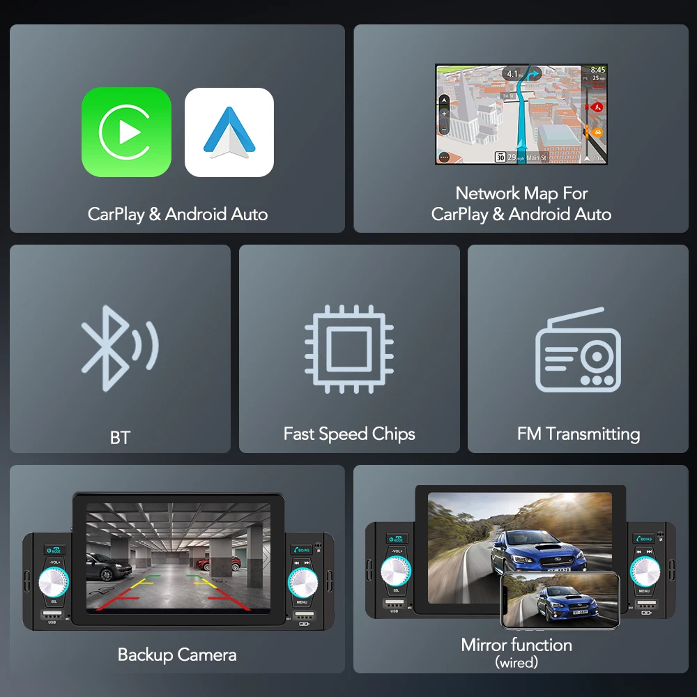 Gearelec 5 inch Car Radio 1 Din CarPlay Android Auto Multimedia For Volkswagen Nissan Toyo Bluetooth MirrorLink FM Receiver 6 Gearelec 5 inch Car Radio 1 Din CarPlay Android Auto Multimedia For Volkswagen Nissan Toyo Bluetooth MirrorLink FM Receiver - Image 6