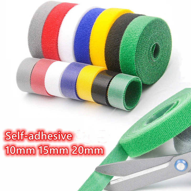1 Roll 20mm*8m Self-adhesive Tape Hook and Loop Fastener Extra Sticky Back