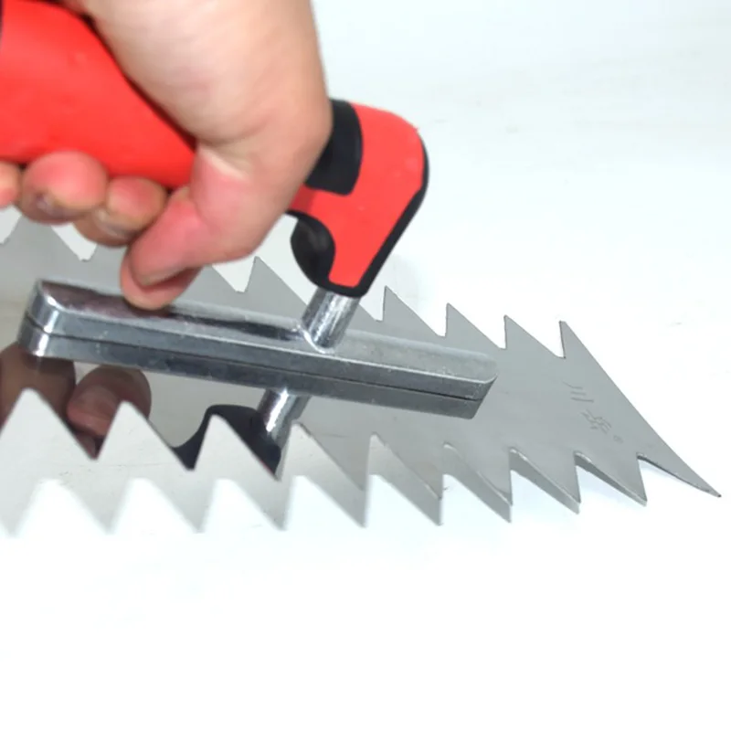 Plastering Trowel Two Side Sharp Teeth Pull Slot Attach Tile Stainless Steel blade 25mm Teeth Scraper Putty Knife Wall Spatula