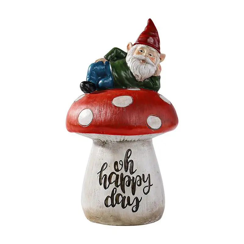 

Garden Gnome Statue Outdoor Decor Miniature Fairy Garden Gnomes Landscape Funny Gnome Figurine On Mushroom Perfect Gift Resin