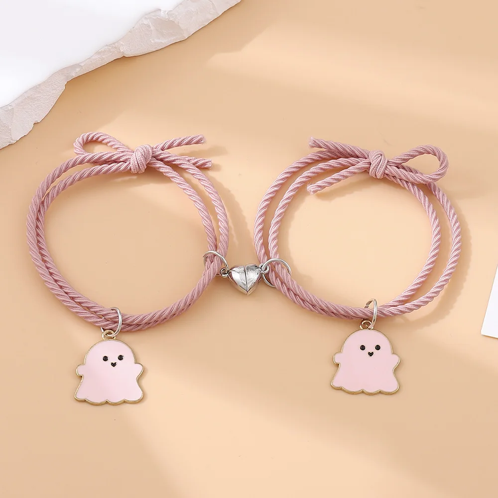 Juego De Pulseras De Parejas Magnéticas Con Corazón, 2 Pzas | Meses Sin