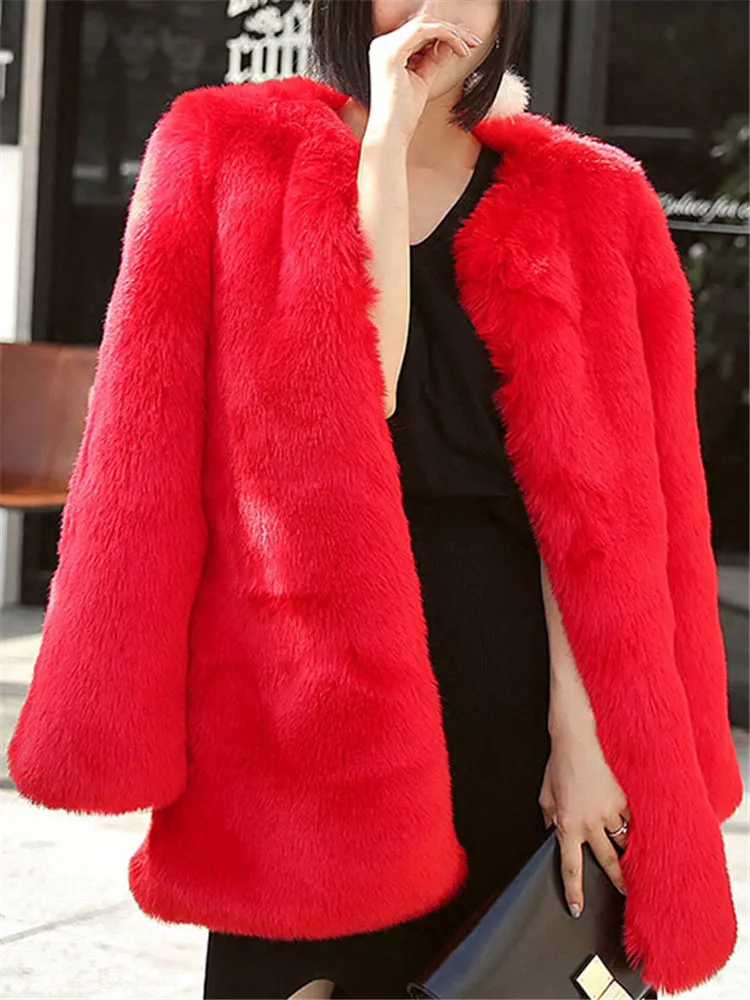 

Faux Fur Coat 2023 Winter New Fashion Light Luxury Temperament Young Style Long Sleeve Thick Warmth Fur Jacket Female Clothing